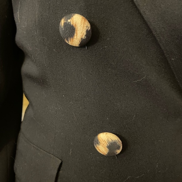 Carmel Double Breasted black Blazer with Leopard Accent - Picture 4 of 5